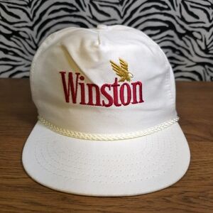 AUCN 0514 Thrifted Mens Rate Vintage White Winston Cigarettes Hat GWOSLOO.16
